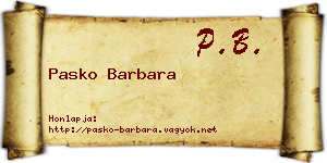 Pasko Barbara névjegykártya